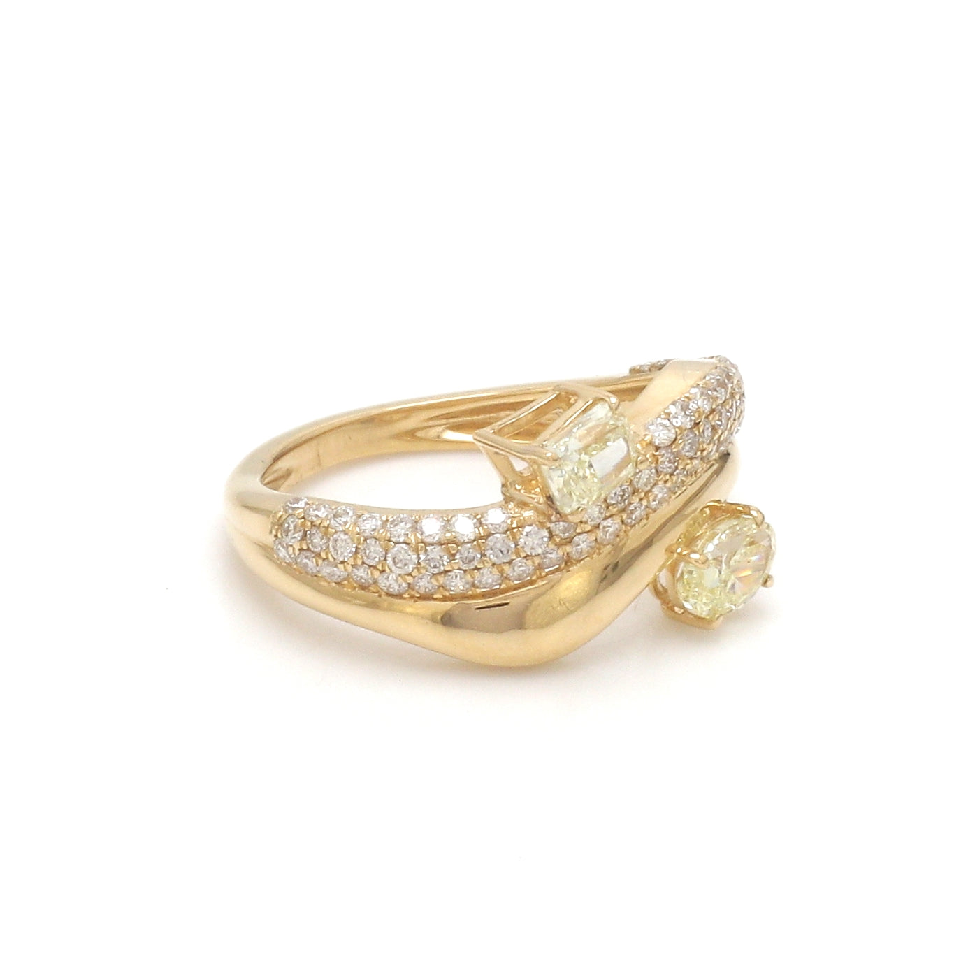 JPRG-3511/8935 Yellow Diamond Cushion With Diamond Wave Ring