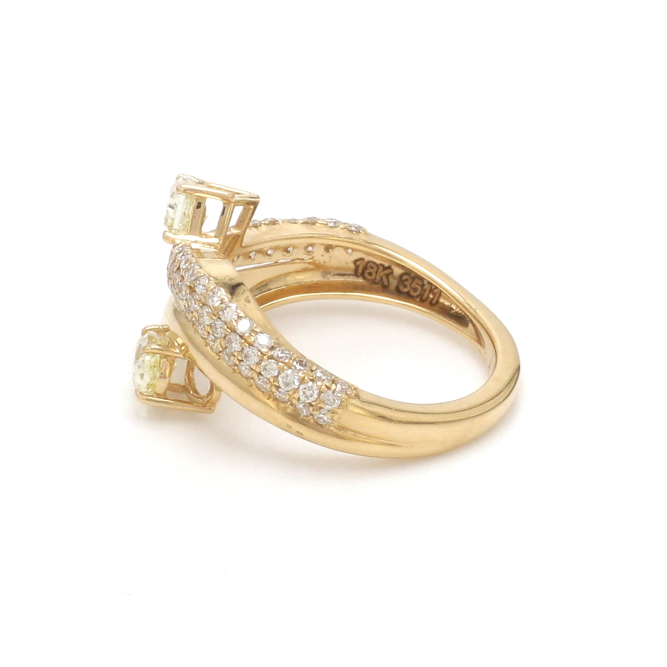 JPRG-3511/8935 Yellow Diamond Cushion With Diamond Wave Ring