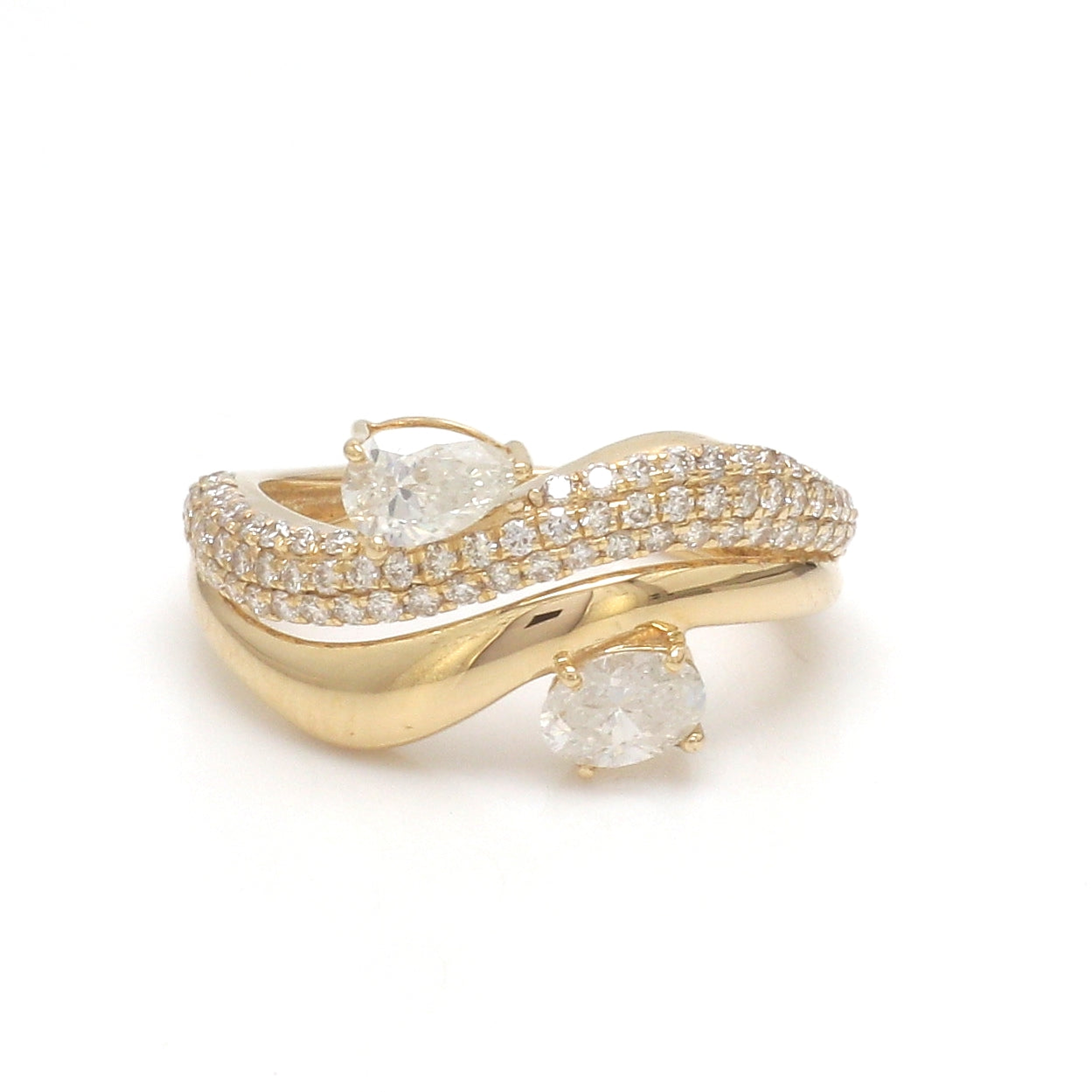 JPRG-3513/8937 Diamond Pear Oval With Round Diamond Wave Ring