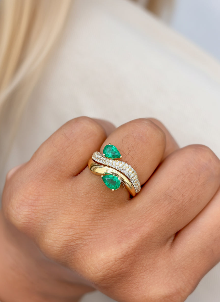 JPRG-3586/9095 Diamond Emerald Ring