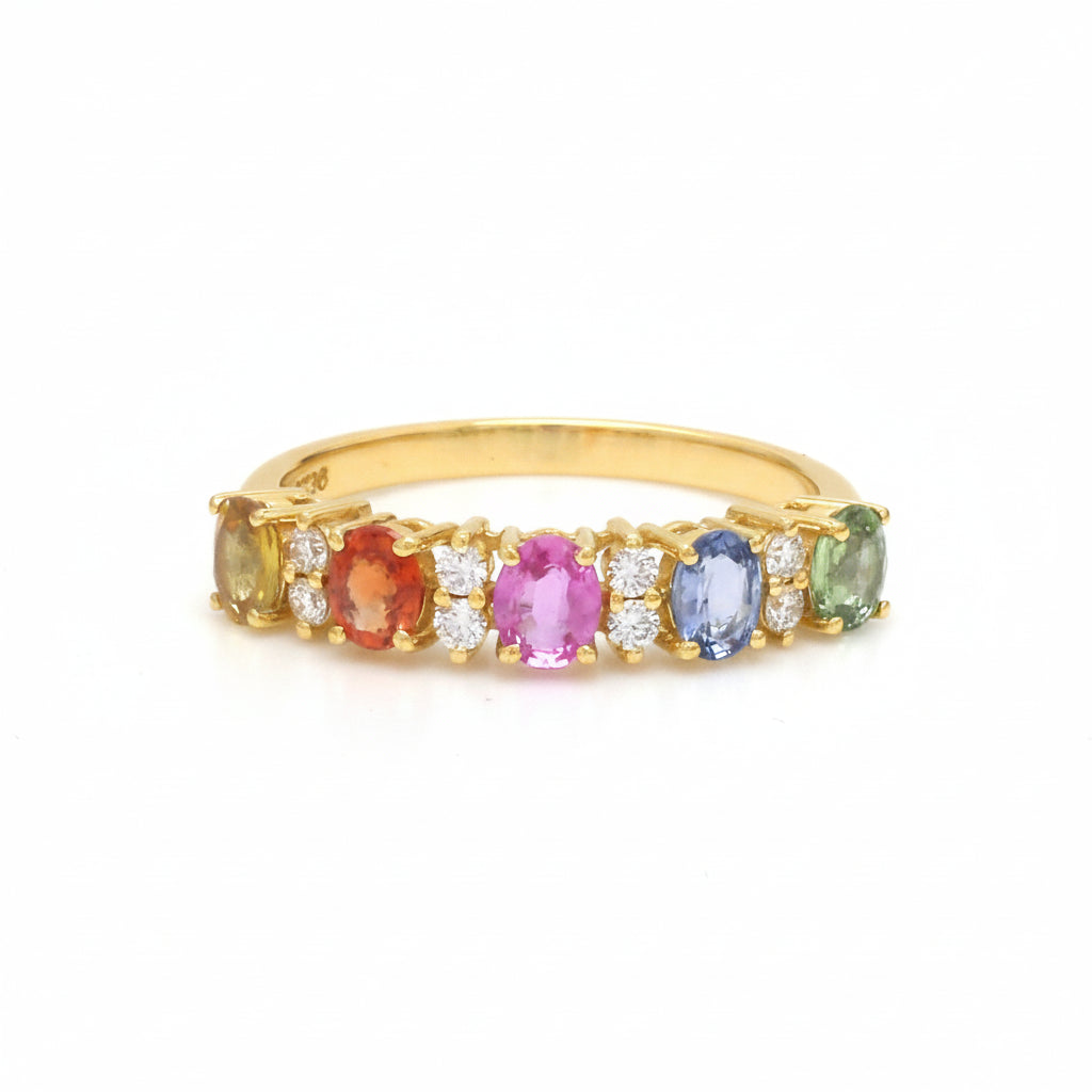 JPRG-3736/9344 Diamond Rainbow Sapphire Ring