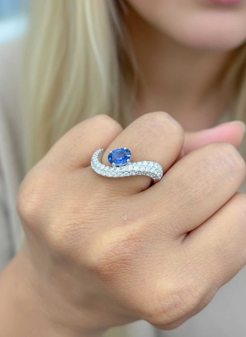JPRG-3887/9618 Blue Sapphire Diamond Ring