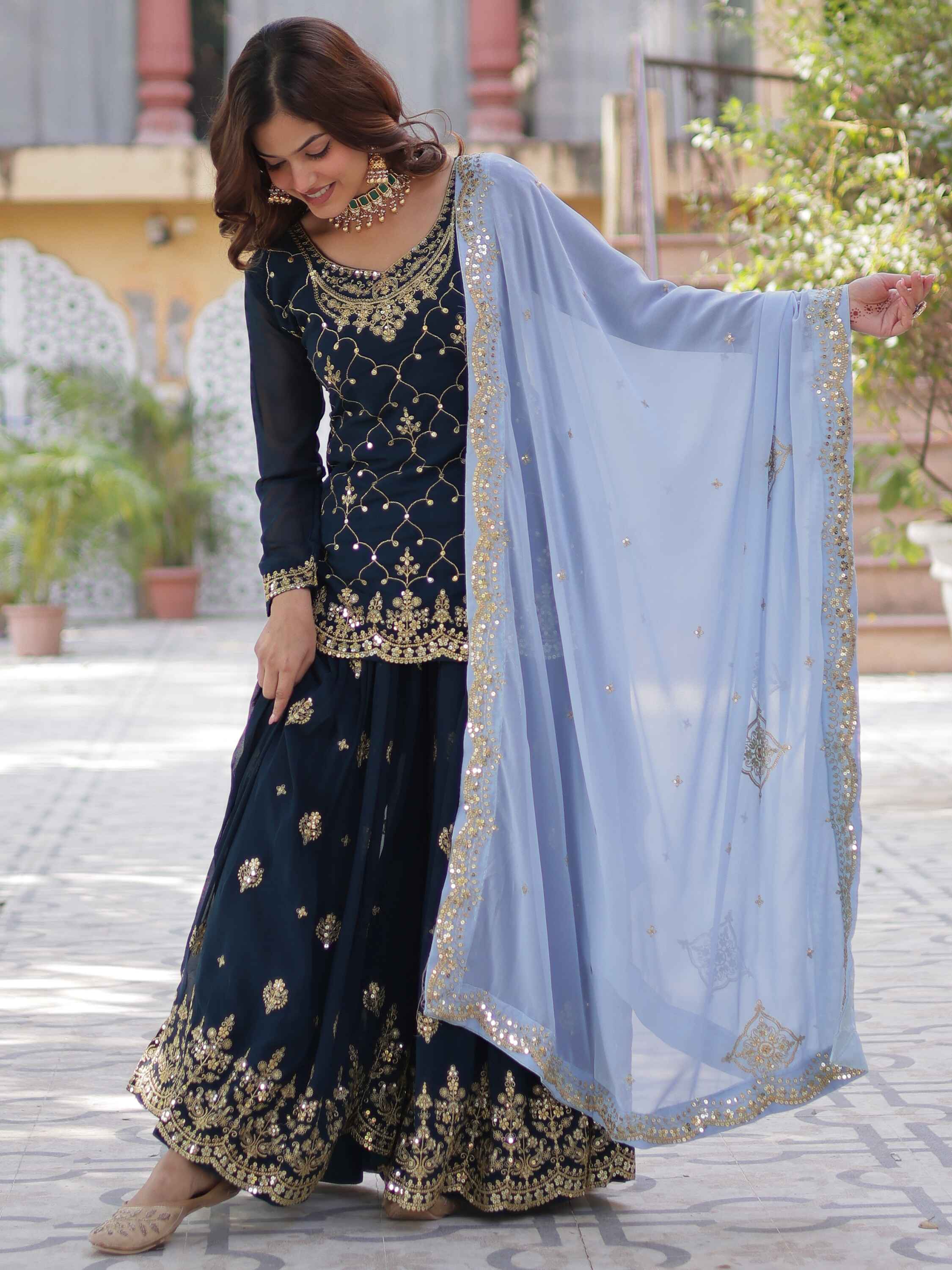 42-inch palazzo with full cotton lining for special occasions
