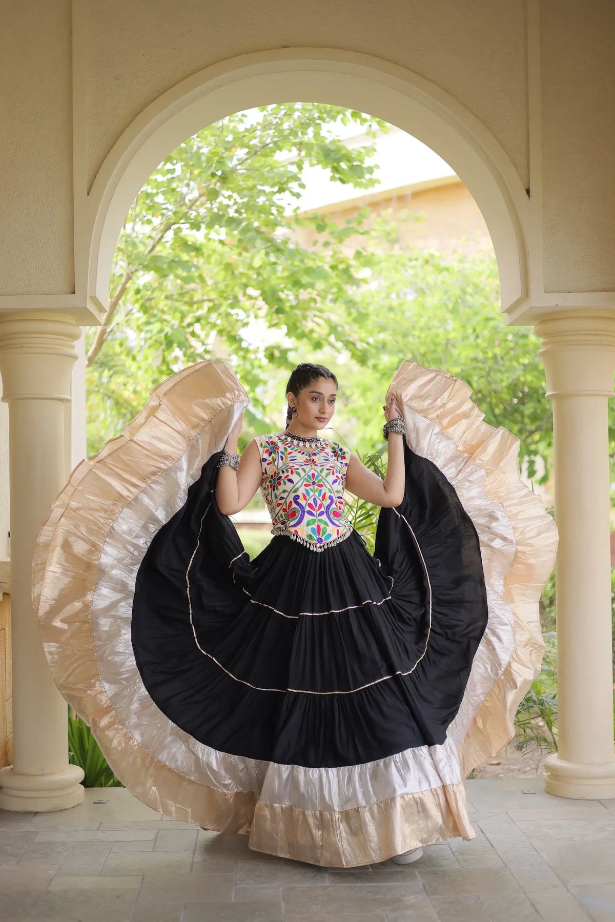 Black Garba Chaniya Choli With Kutchi Work Blouse
