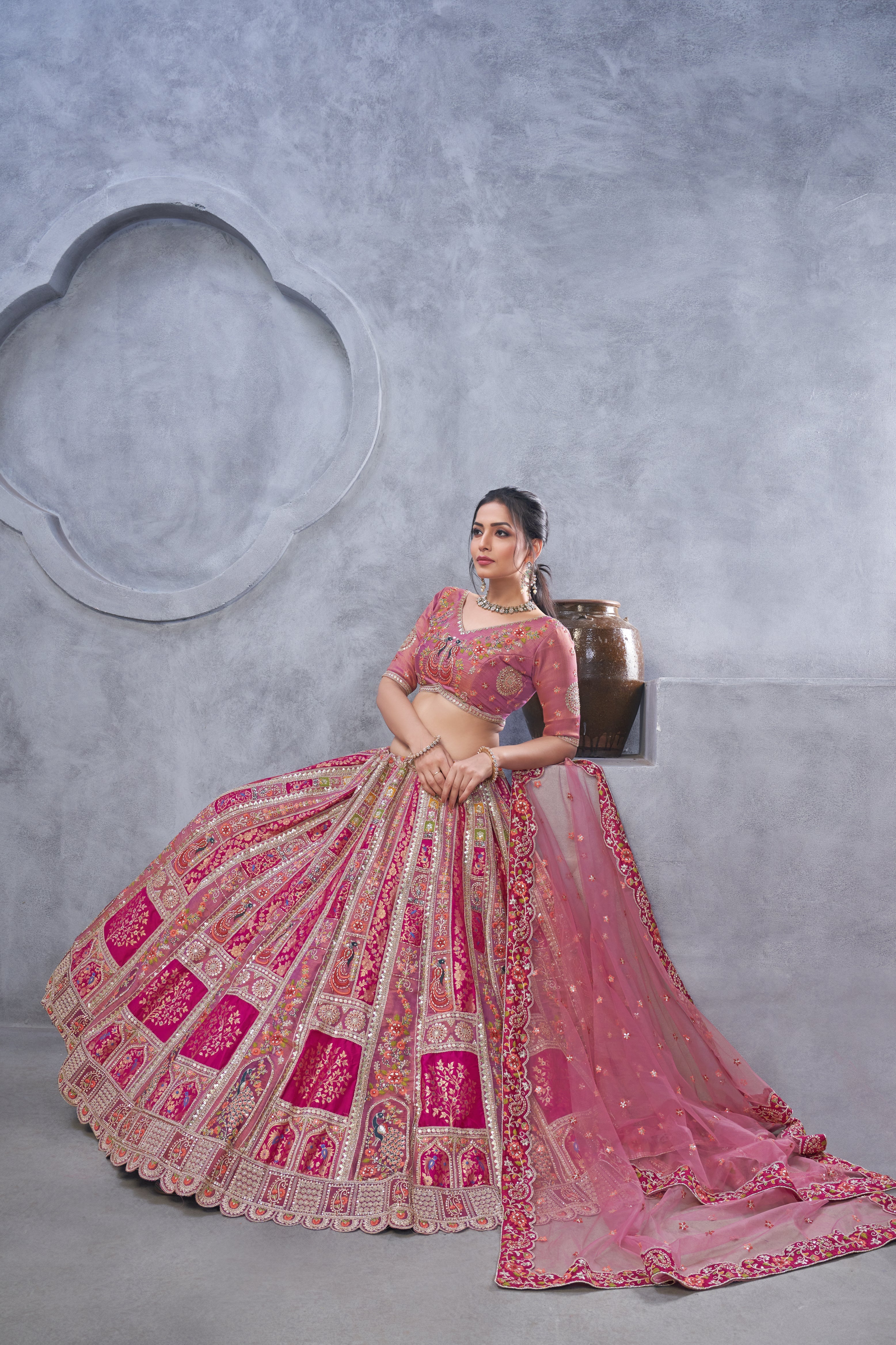 Radiant Magenta Bridal Silk Lehenga - qivii