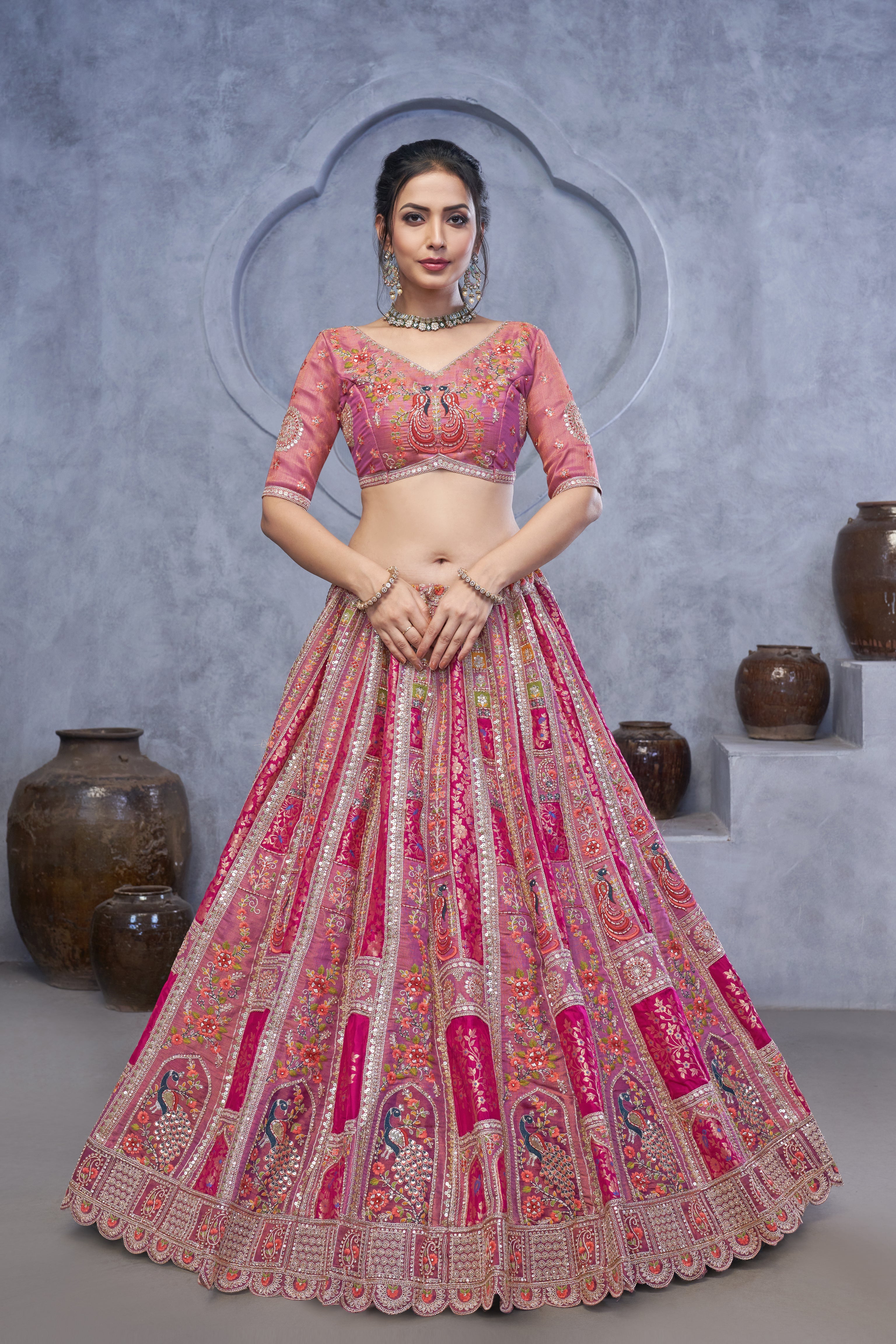 Radiant Magenta Bridal Silk Lehenga - qivii