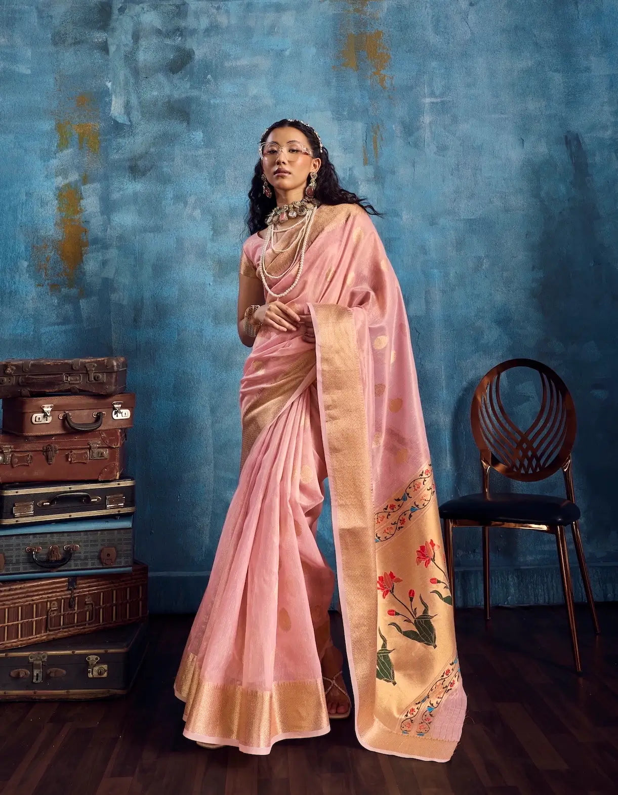 Sweet Pink Tissue Paithani Saree