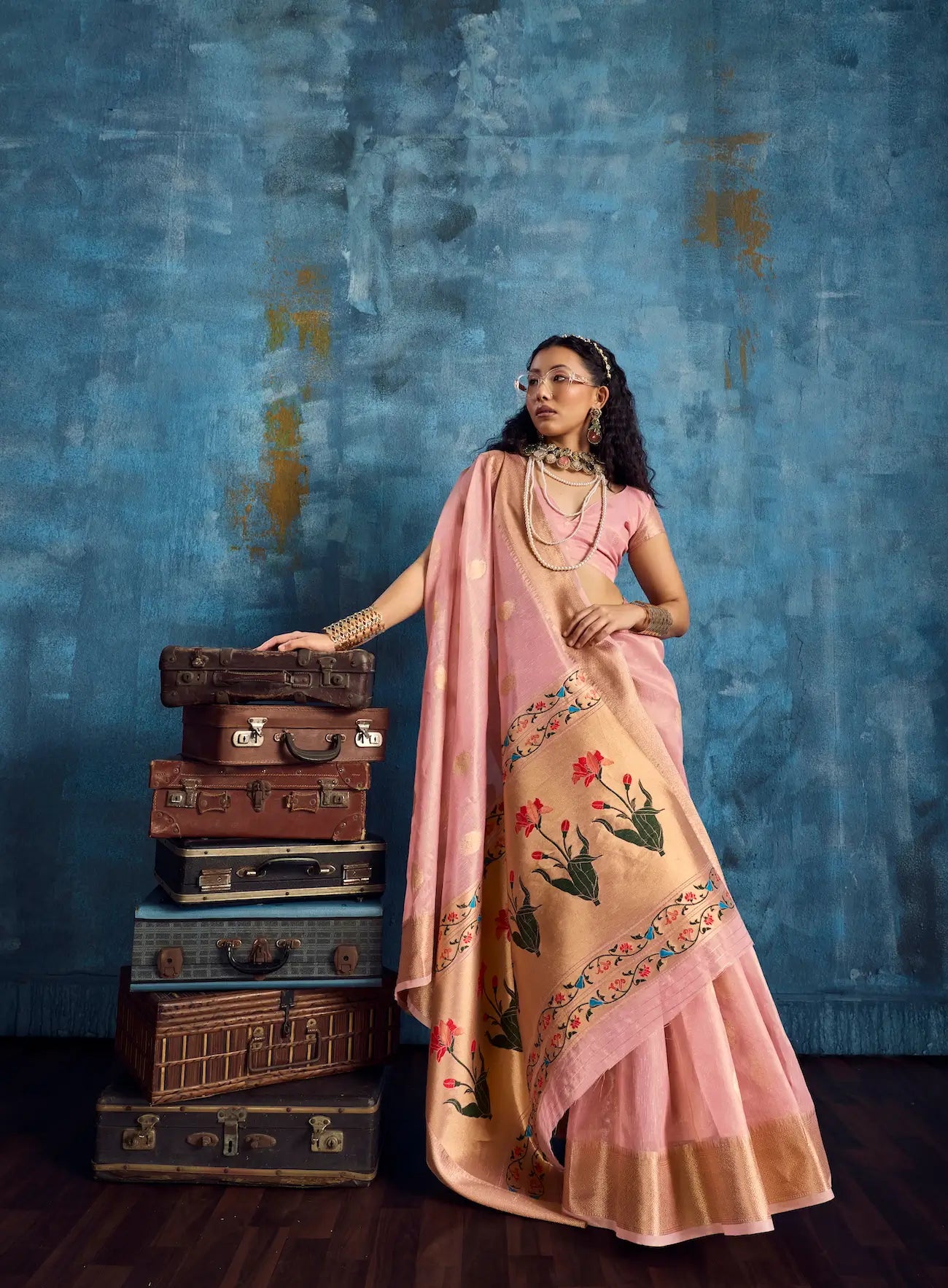 Sweet Pink Tissue Paithani Saree