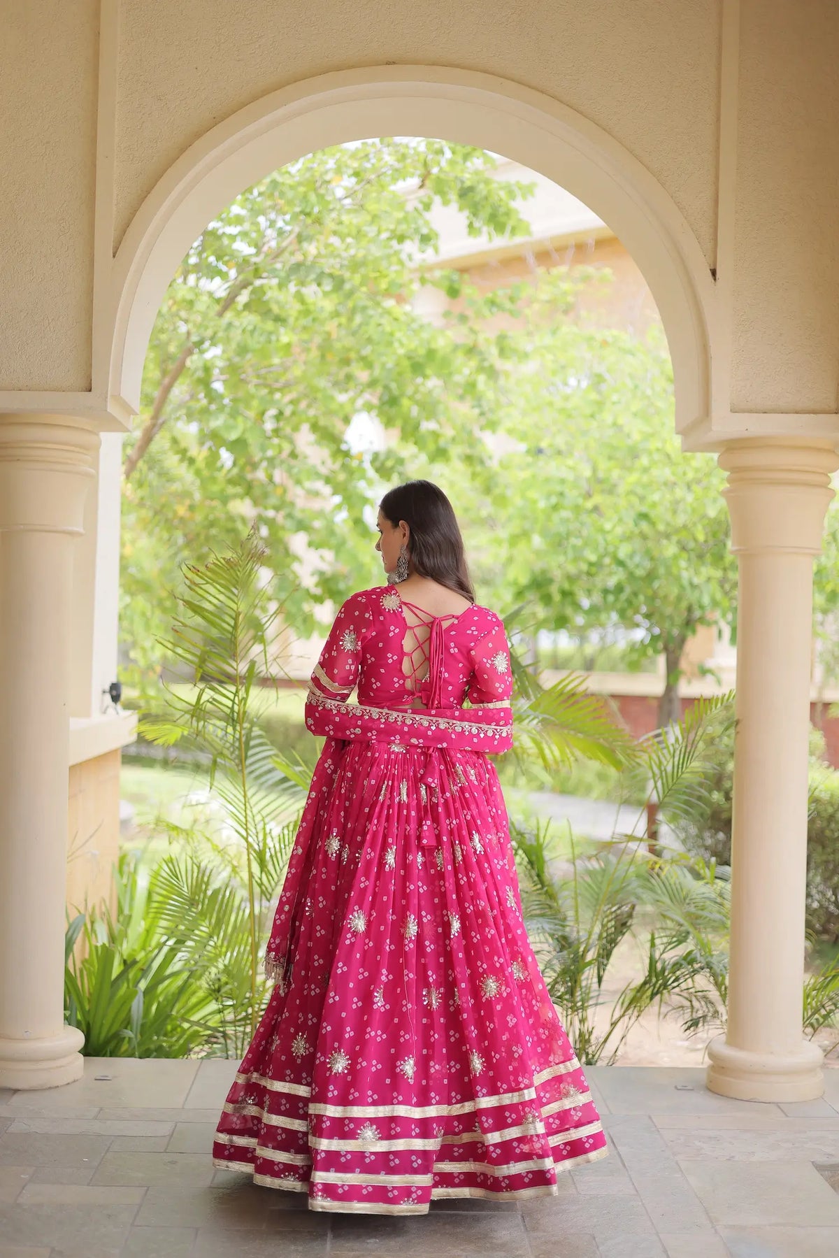 4 Meter Flair | Hot Pink Embroidered Garba Chaniya Choli With Dupatta