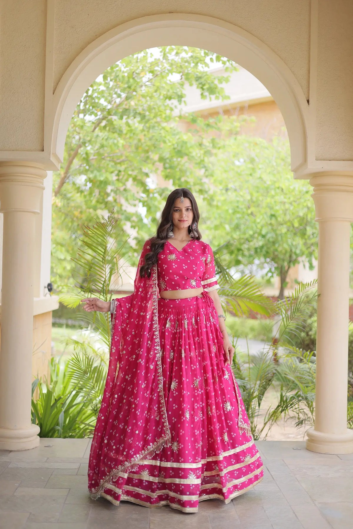 4 Meter Flair | Hot Pink Embroidered Garba Chaniya Choli With Dupatta