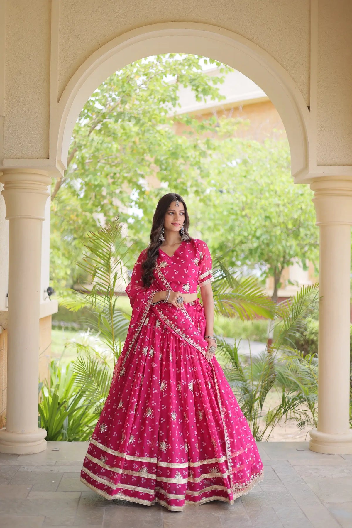 4 Meter Flair | Hot Pink Embroidered Garba Chaniya Choli With Dupatta