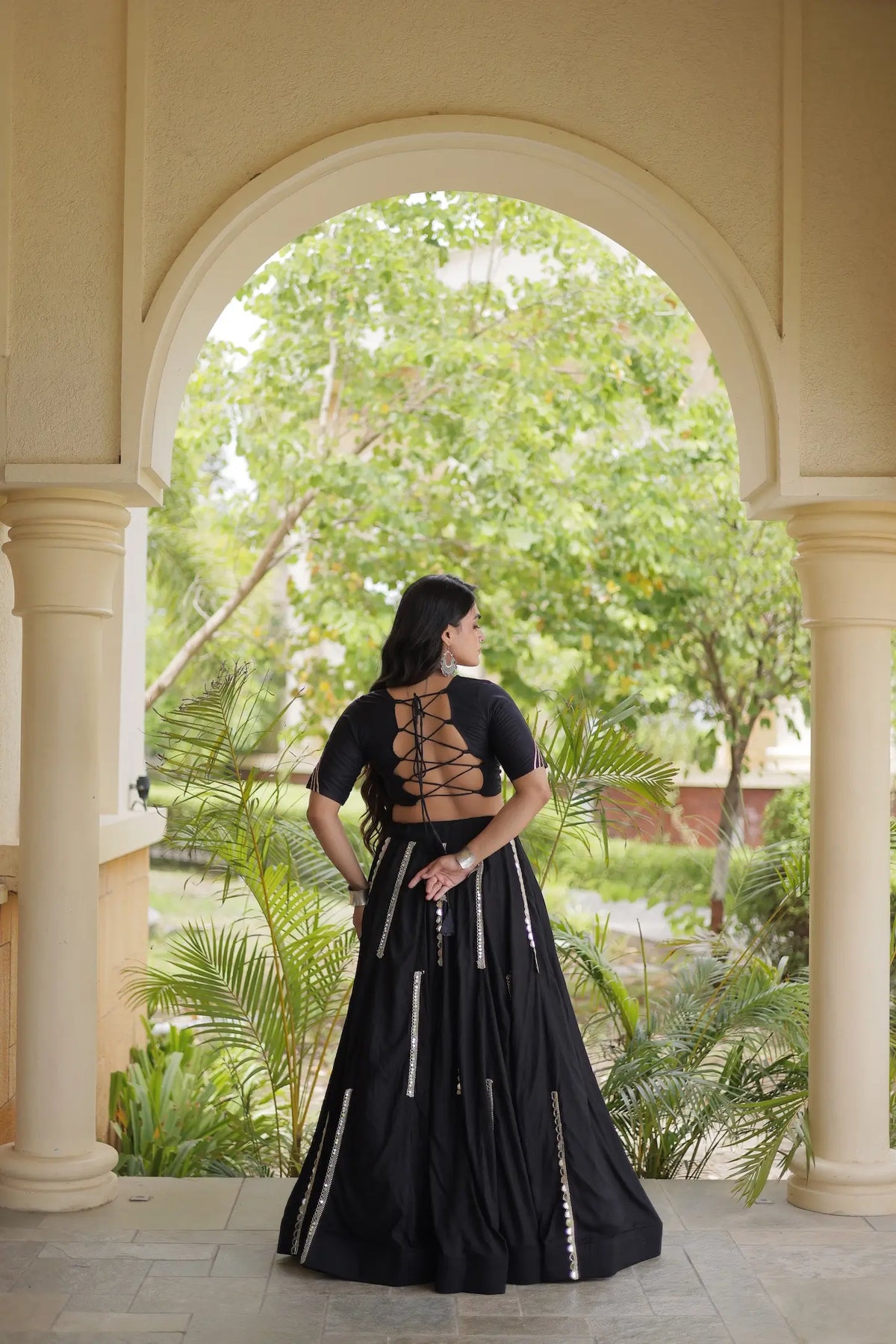 Black Navratri Lehenga With Kutchi Work Blouse