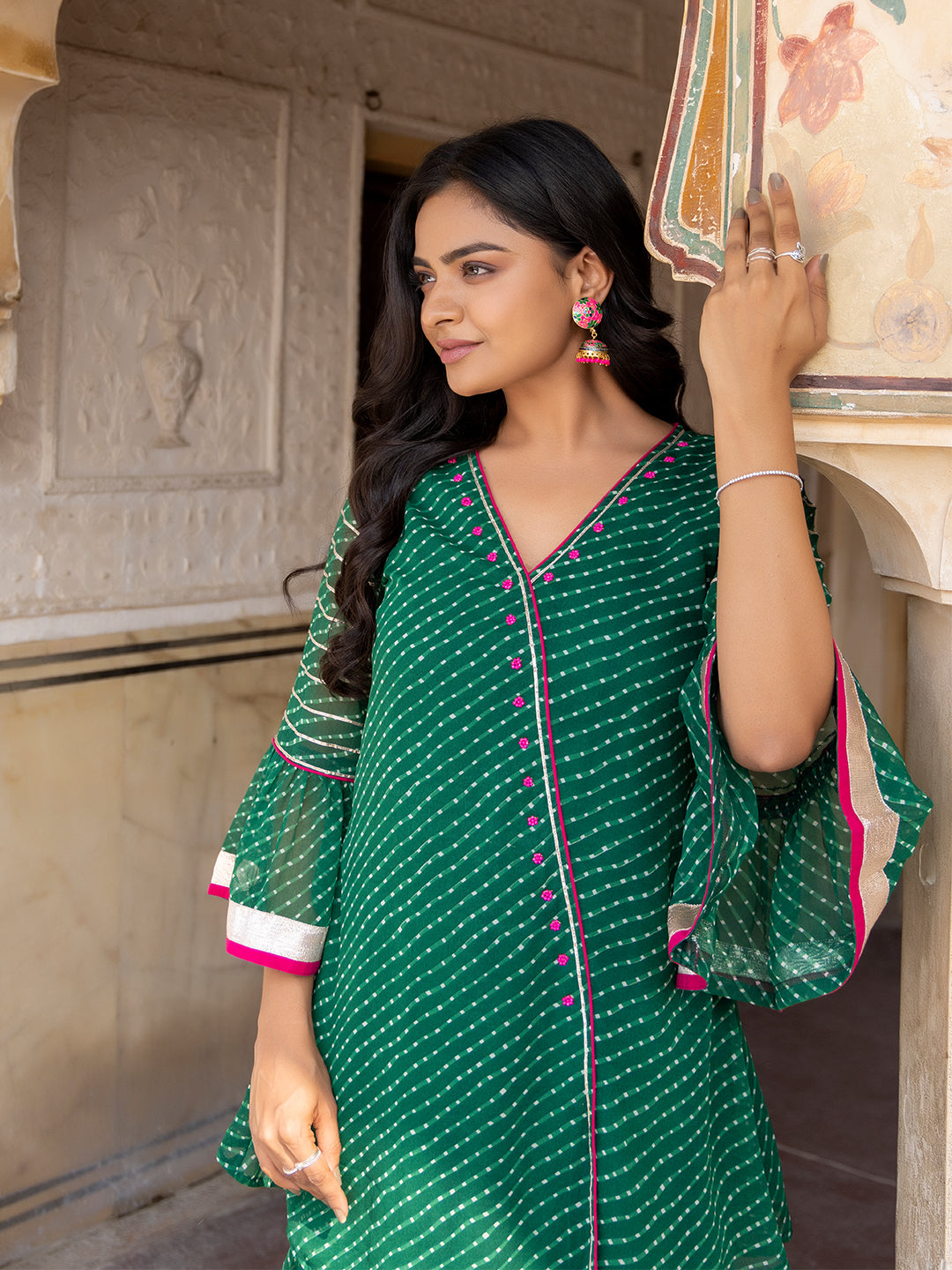 Lush Meadow Green Georgette Garara Set