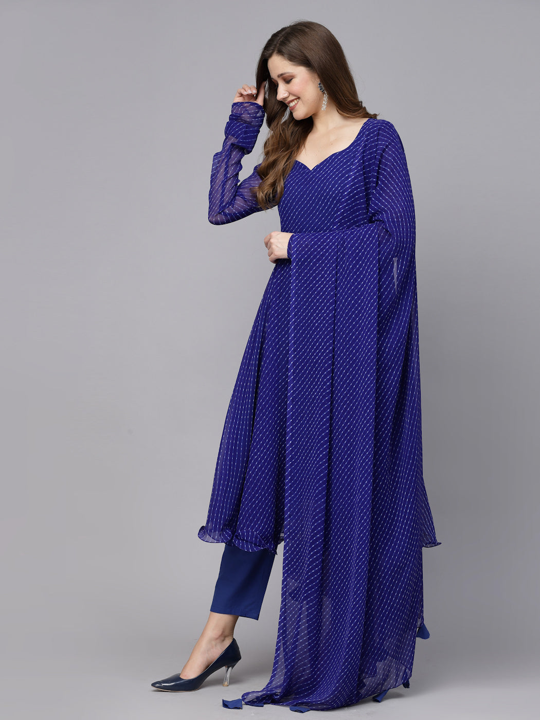 Skydiver Blue Leheriya Kurta Set - By Ragavi - qivii