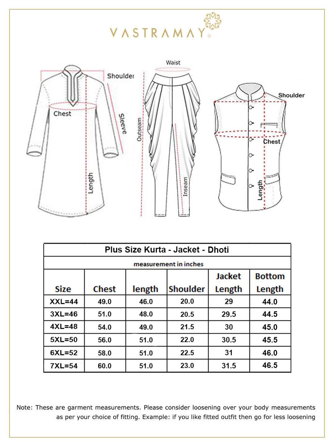 Men's Plus Size Coffee Cotton Blend Jacket With White Kurta And Dhoti Set