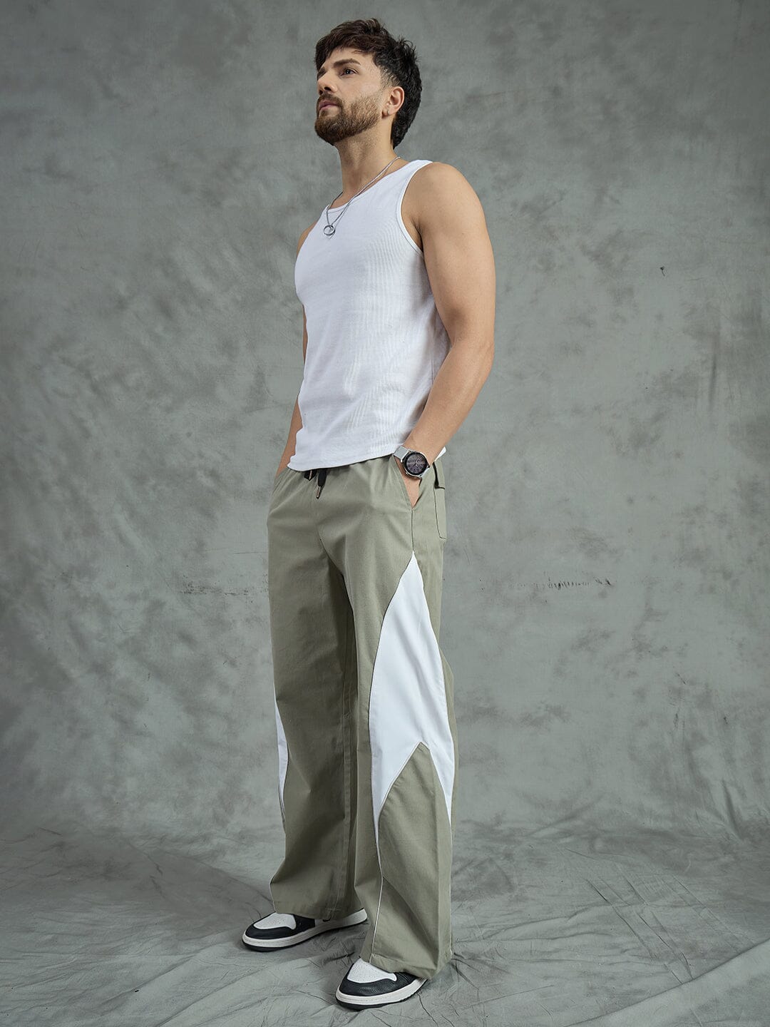 Sage Green Cut And Sew Trackpants