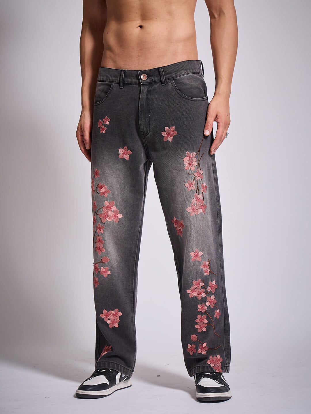 Grey Tint Cherry Blossom Straight Fit Denim