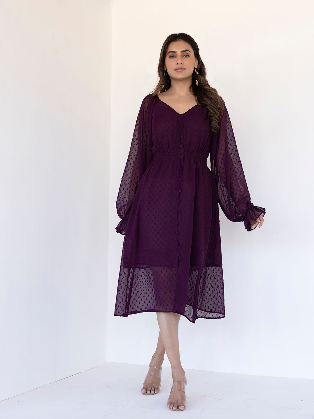 Mauve Wine Midi Dress