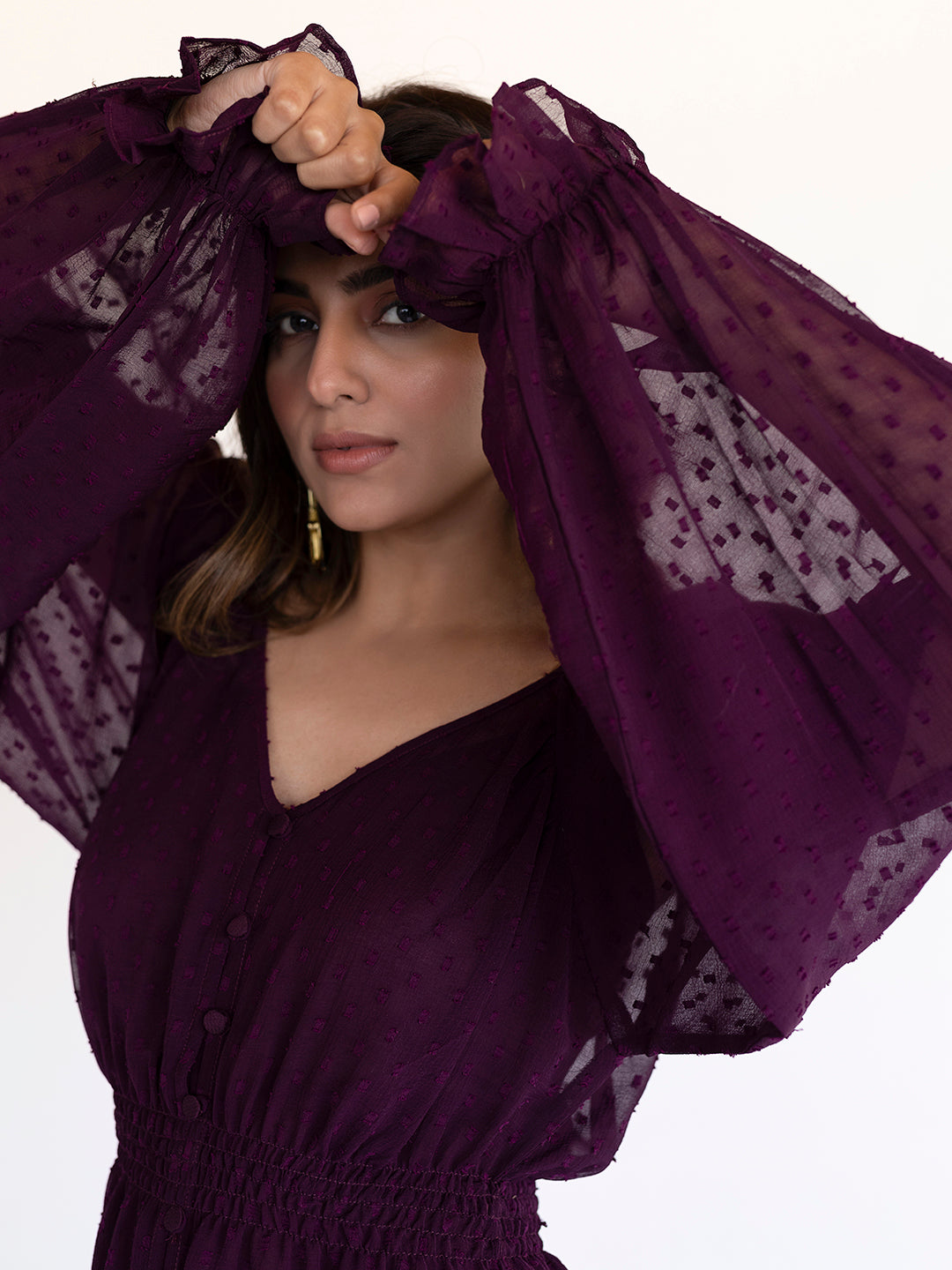 Mauve Wine Midi Dress - By Ragavi - qivii