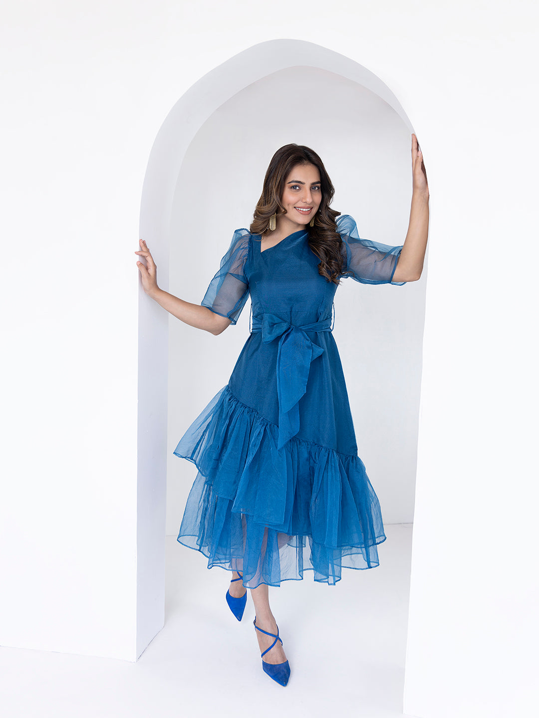 Midnight Blue Midi Dress - By Ragavi - qivii