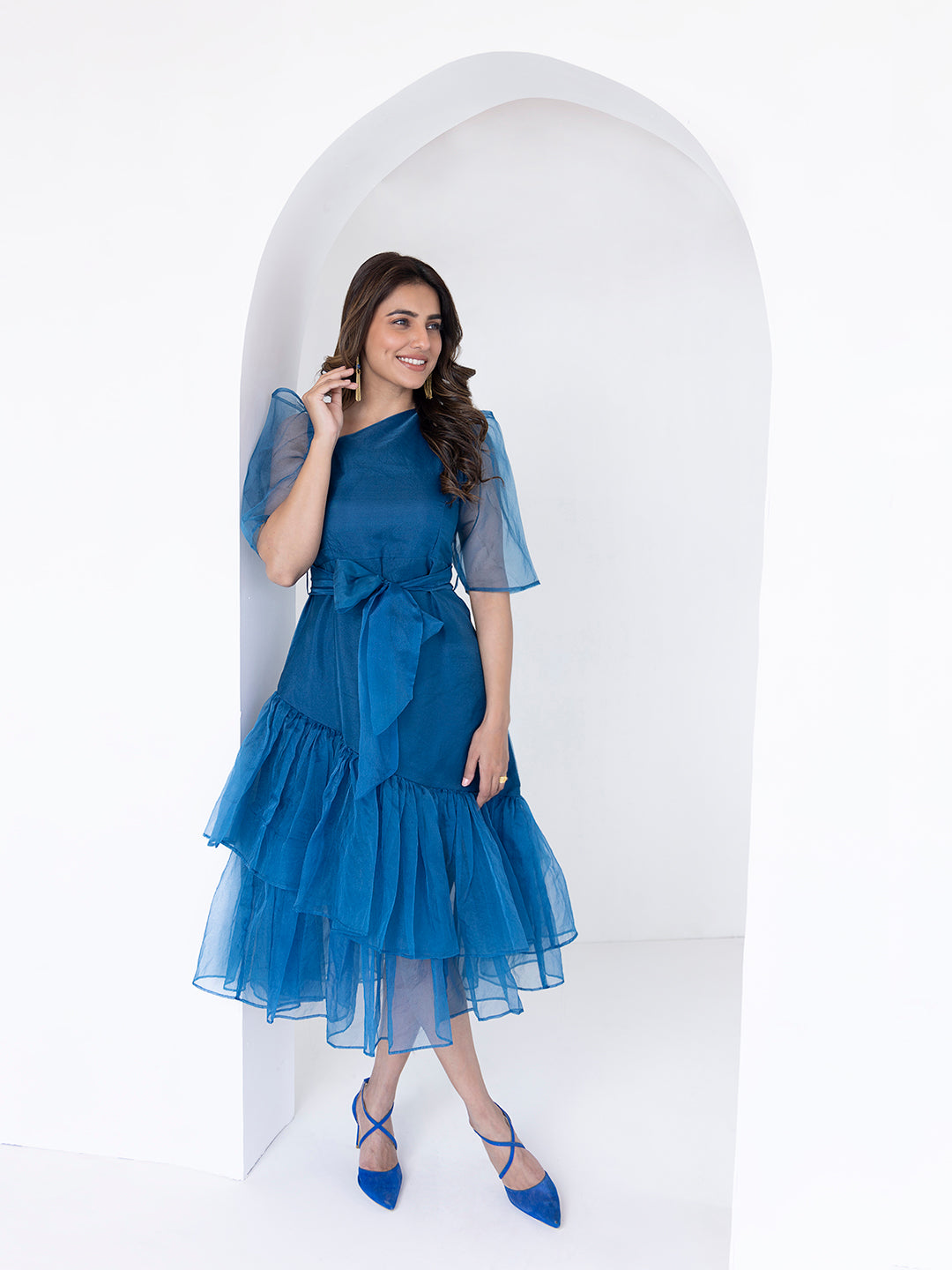 Midnight Blue Midi Dress - By Ragavi - qivii