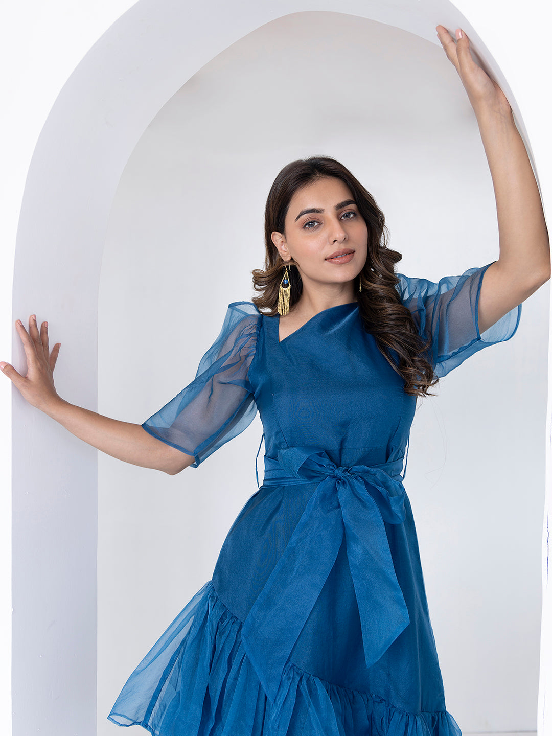 Midnight Blue Midi Dress - By Ragavi - qivii