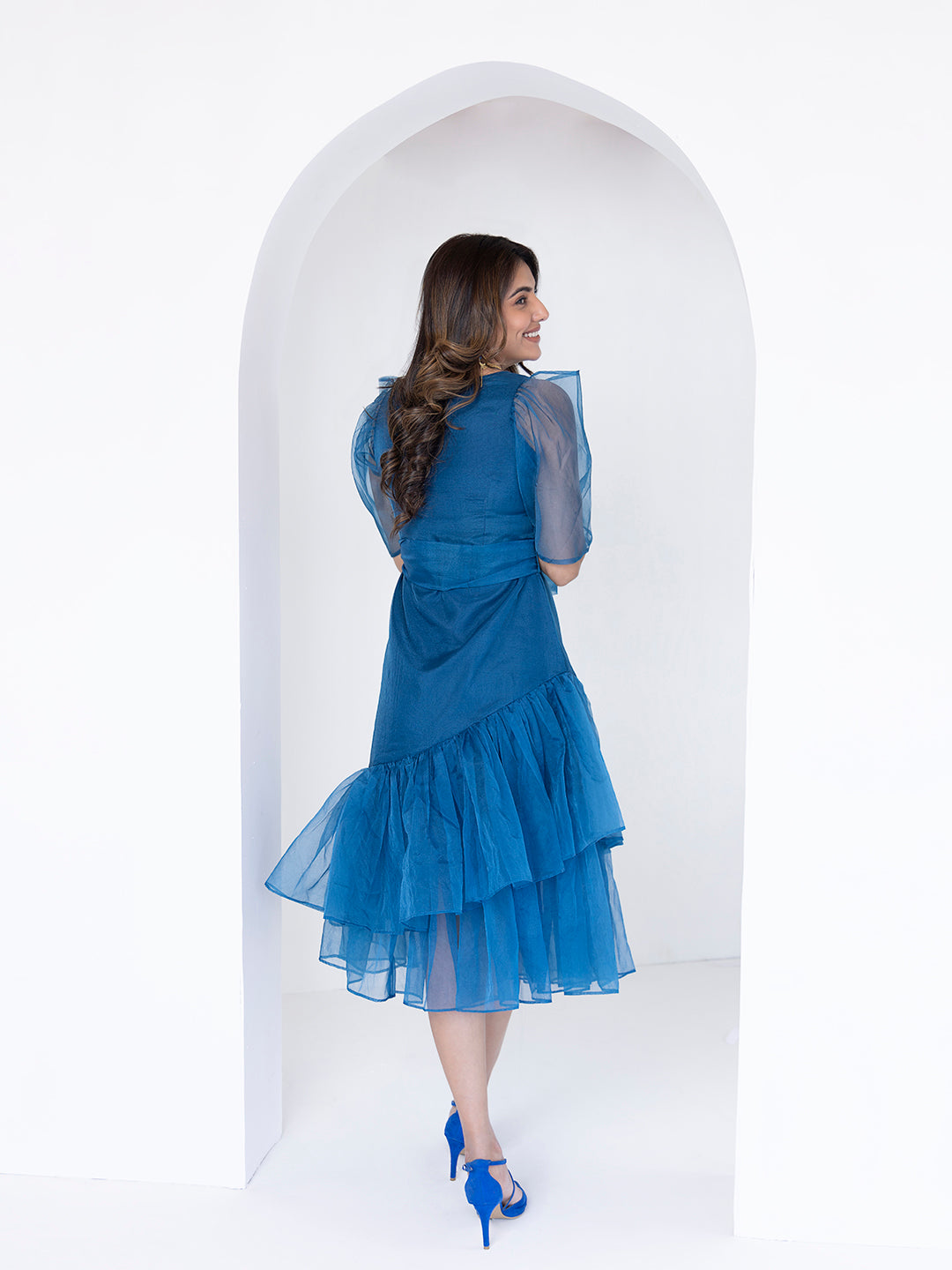 Midnight Blue Midi Dress - By Ragavi - qivii