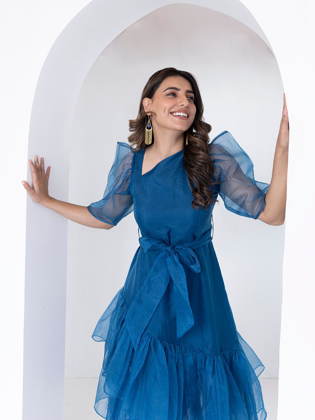 Midnight Blue Midi Dress - By Ragavi - qivii