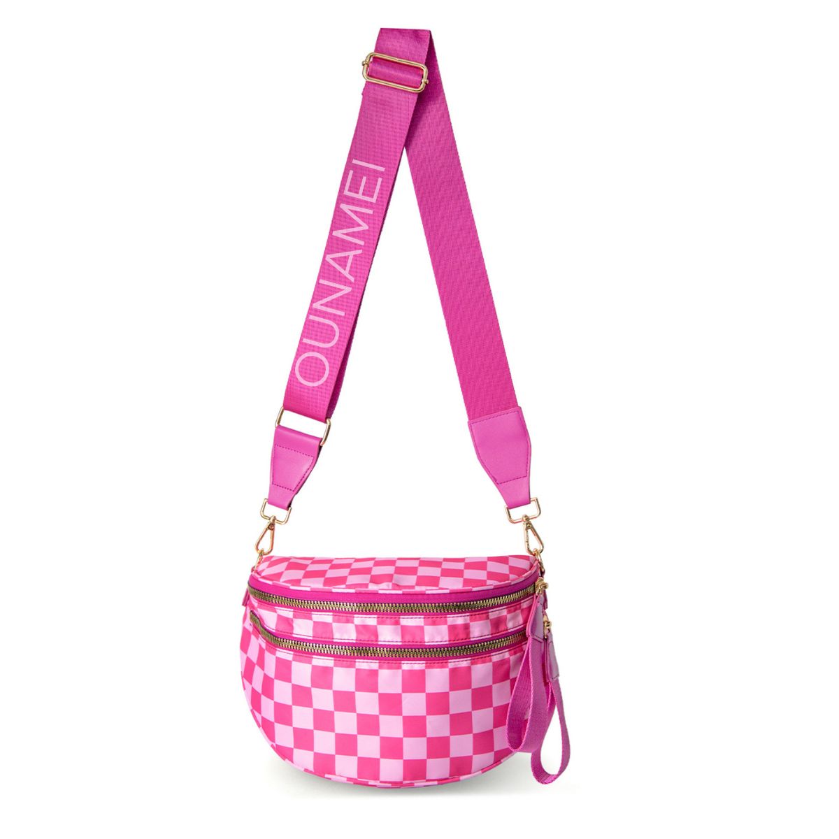 Ounamei Checkered Crossbody Bum Bag for Women Large Capacity Belt Bag for Moms & Everyday Travel