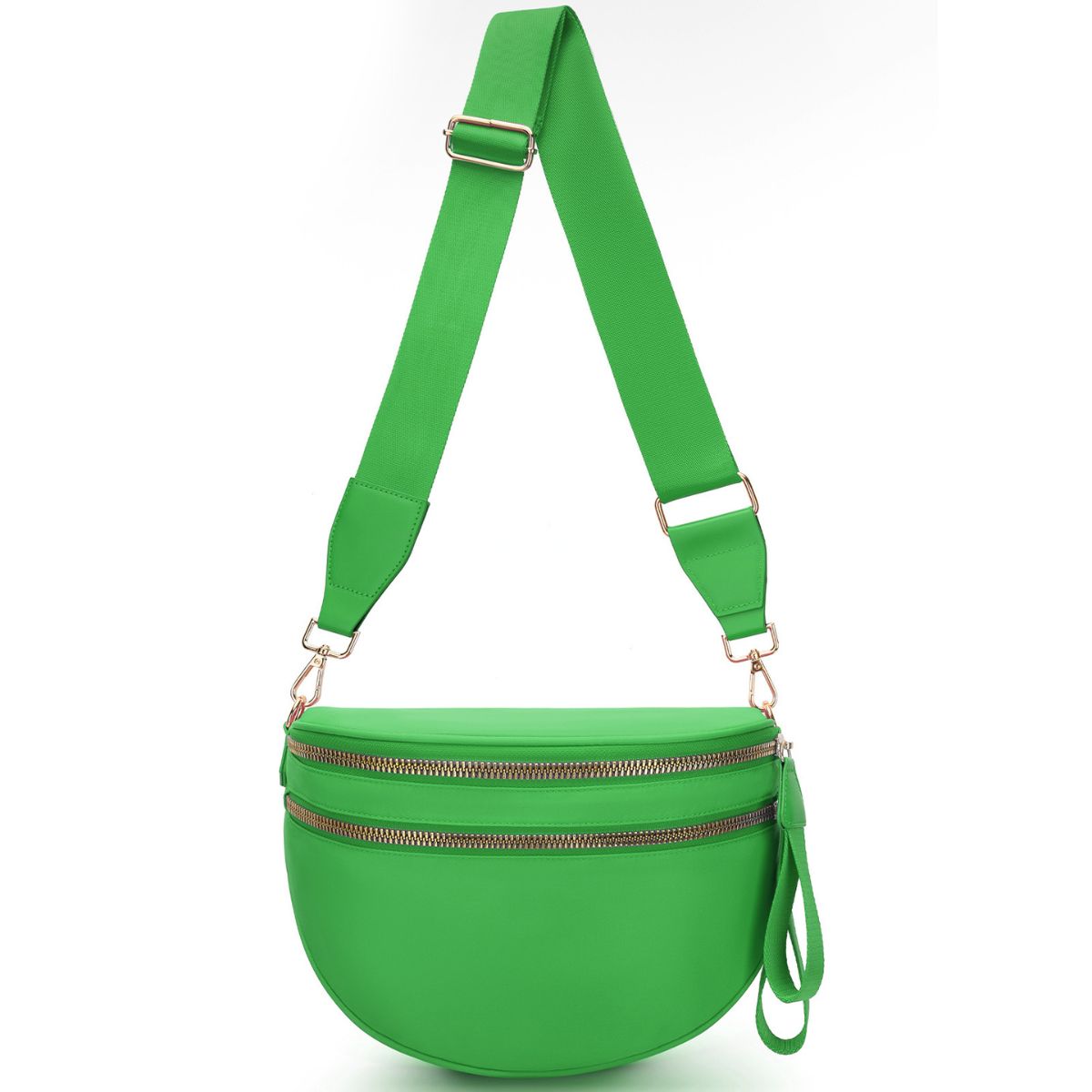 Ounamei Solid Color Crossbody Bum Bag for Women Vegan Leather Large Capacity Belt Bag for Moms & Everyday Travel