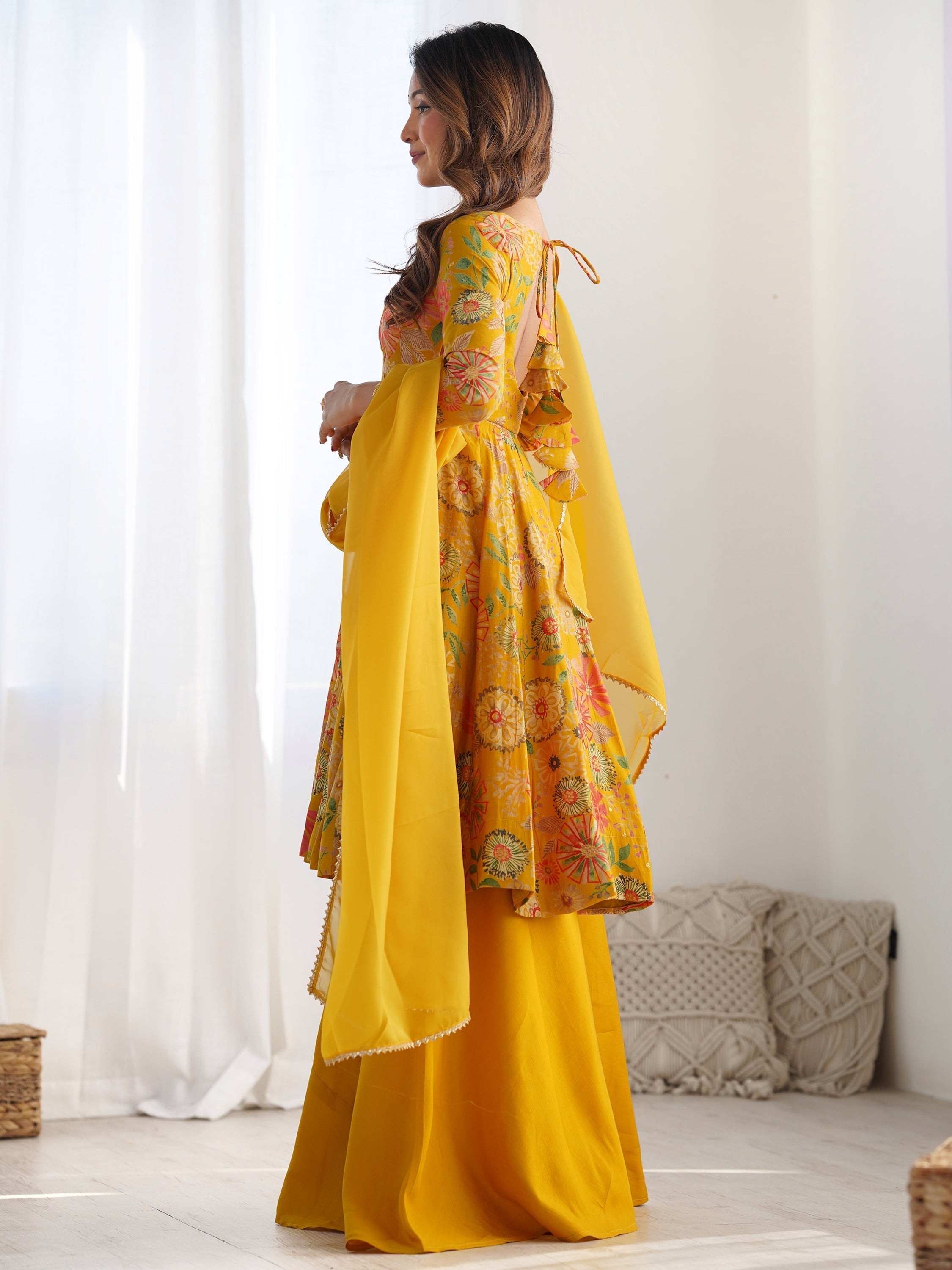 Pure organza silk dupatta with delicate lace border adding sophistication