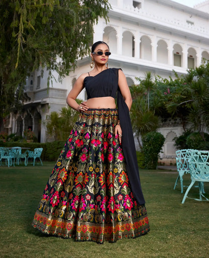 Ready to wear banarasi silk designer lehenga choli for women or girls | Ready To Wear - qivii