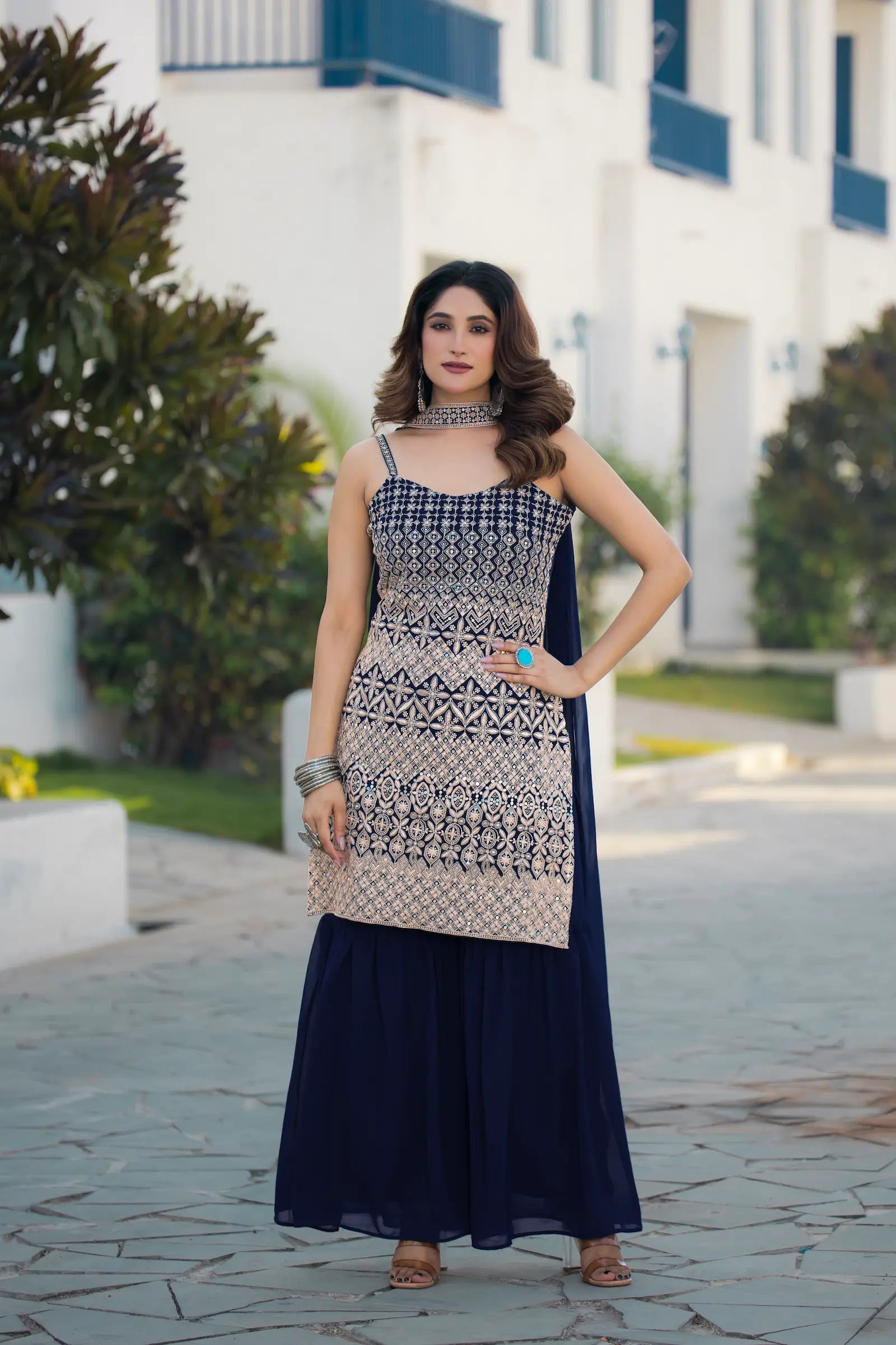 Black Georgette Sequence Embroidery Work Salwar Suit
