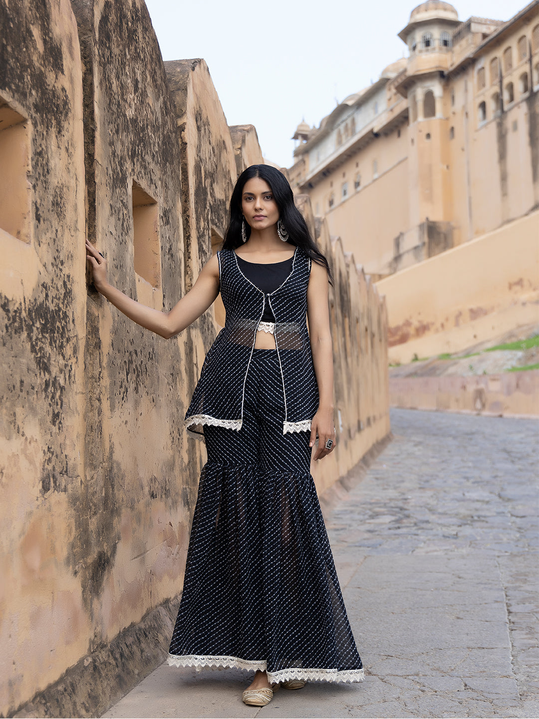 Nihira Black Leheriya Sharara Set - By Ragavi - qivii