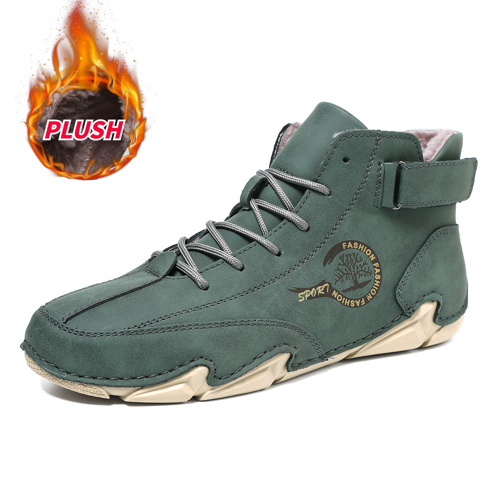 Men's High-Top Winter Suede Martin Boots with Warm Fleece Lining Handmade Casual Boots
