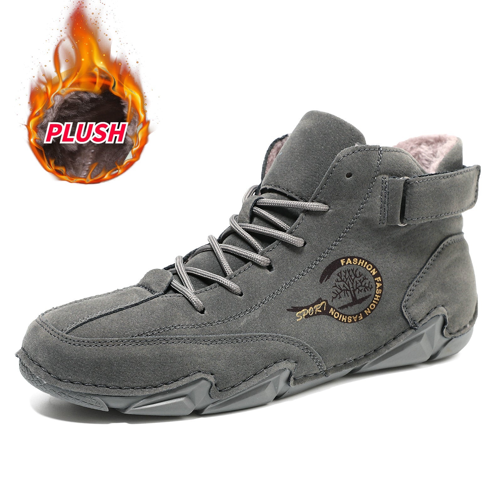 Men's High-Top Winter Suede Martin Boots with Warm Fleece Lining Handmade Casual Boots