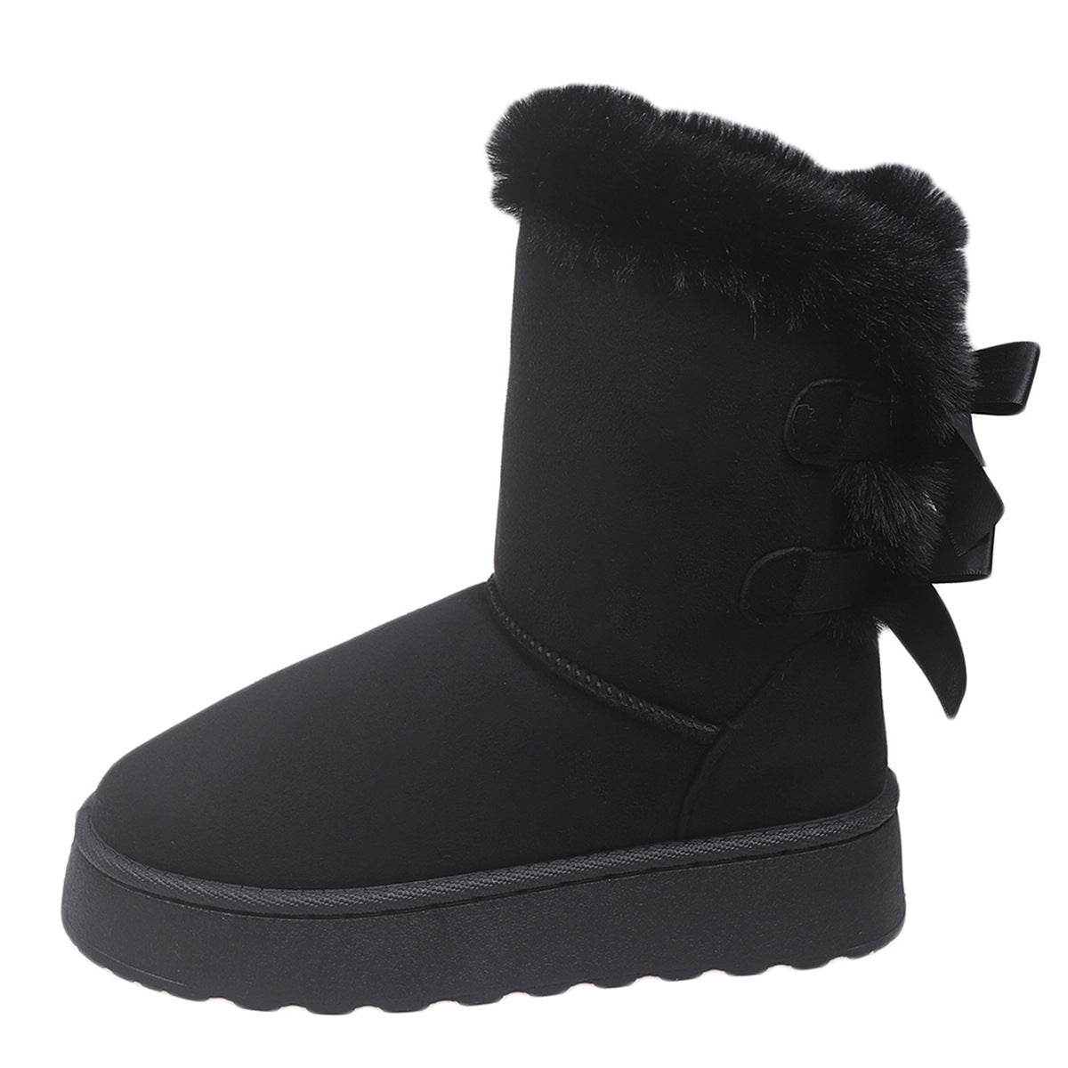 Women’s CozyBow Short Snow Boots – Fleece-Lined Warmth & Anti-Slip Platform (US 5–10)