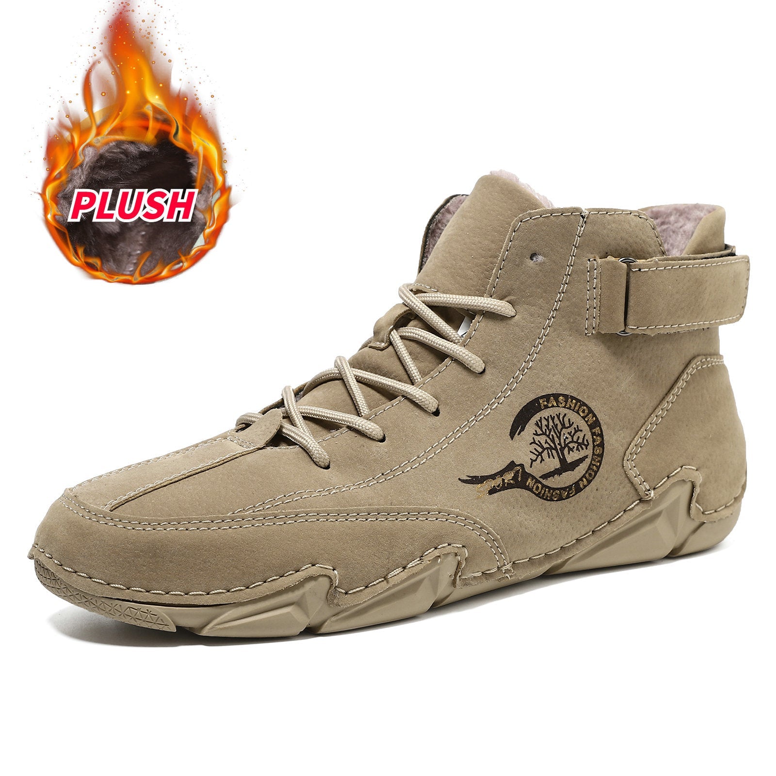 Men's High-Top Winter Suede Martin Boots with Warm Fleece Lining Handmade Casual Boots