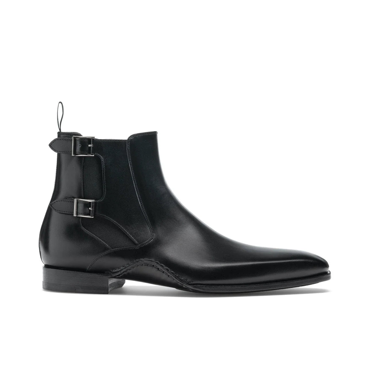 The Royal Hand Craft Black Leather Double-Buckle Chelsea Men Boot