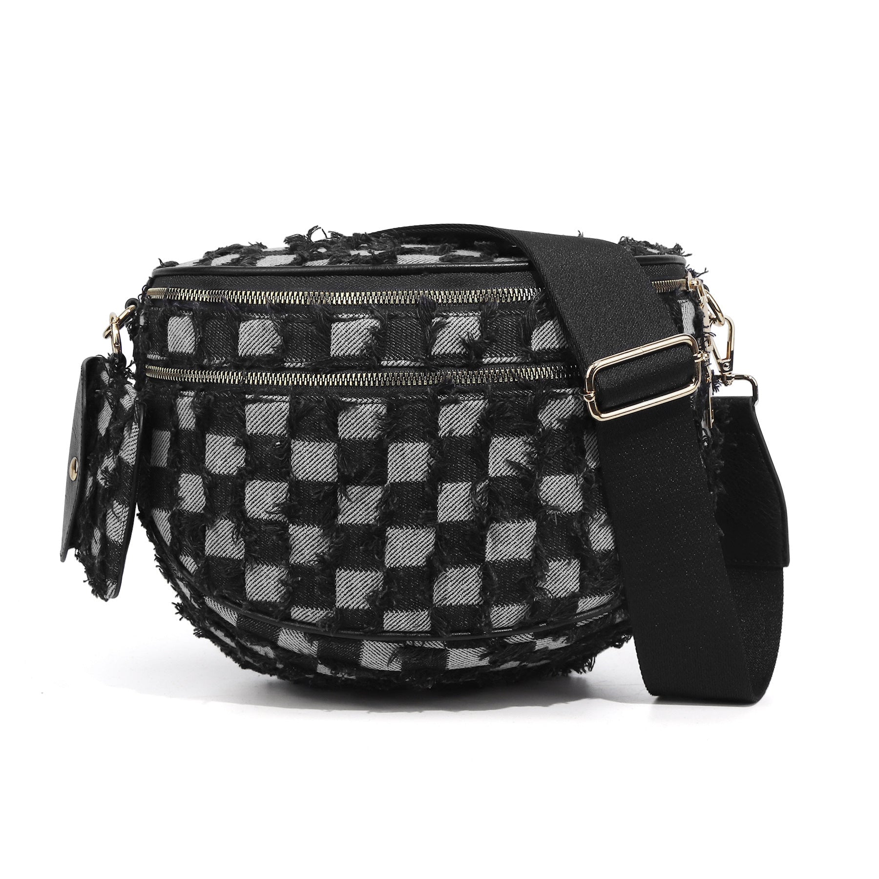 Ounamei Checkered Crossbody Bum Bag for Women Large Capacity Belt Bag for Moms & Everyday Travel