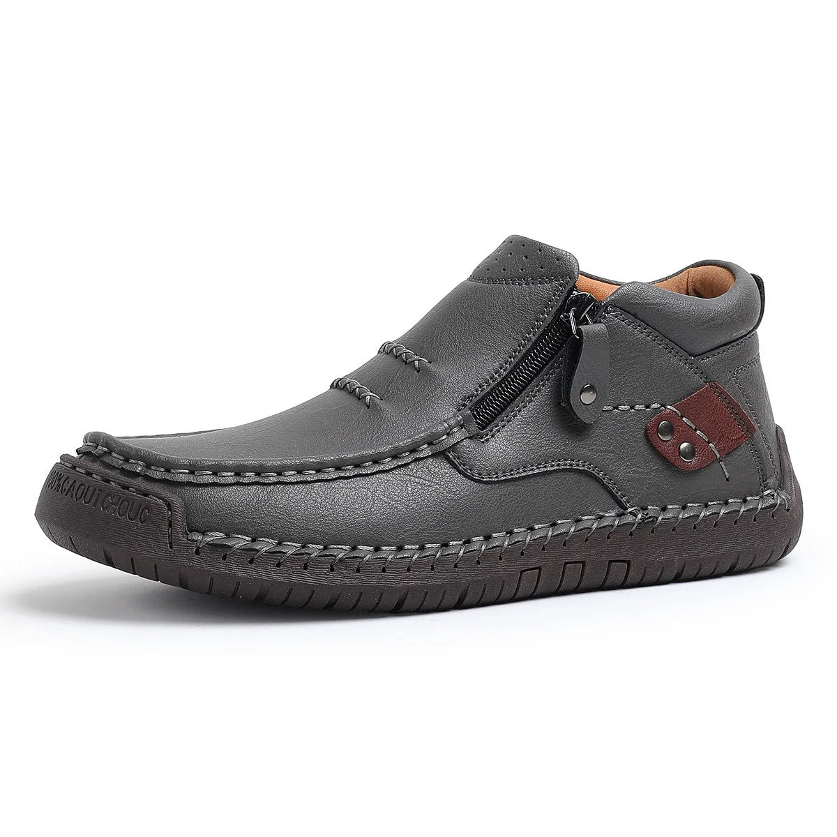 Cross-Border Men’s Outdoor Casual Slip-On Flat Handcrafted Leather Shoes