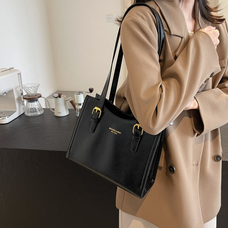 Women's Retro-Vintage Structured Tote Bag – Medium Horizontal PU Tote with Zippered Top, Dual Shoulder Straps & Phone Pocket