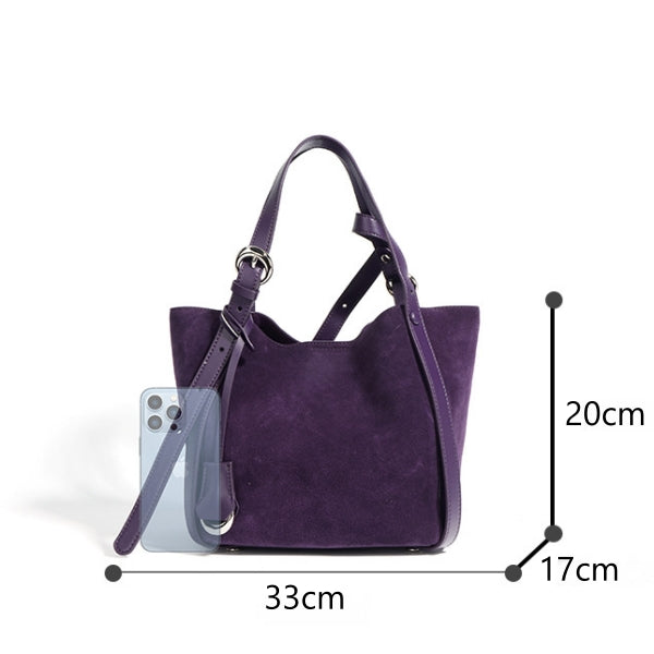 Ounamei Suede Bucket Bag Set | 2-in-1 Handbag & Crossbody Tote with Soft Suede-Finish Leather, Spacious & Stylish Everyday Bag