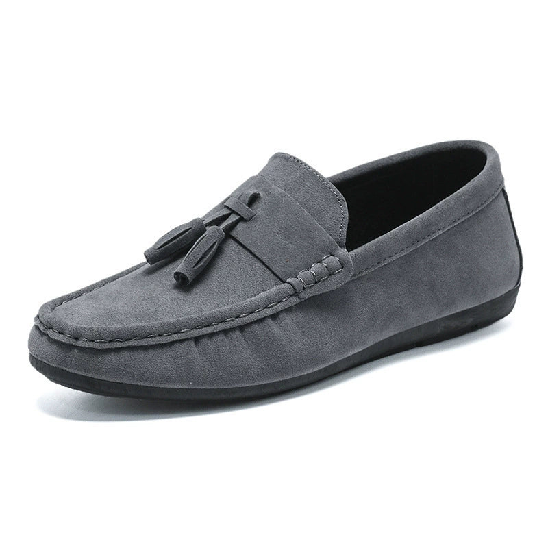 Men's spring 2025 new style trendy men's shoes slip-on casual leather shoes tassel soft sole driving shoes
