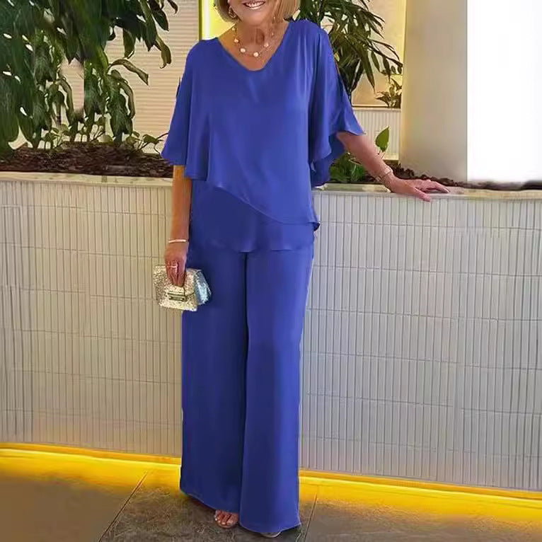 Martha | Elegant Wide Leg Two Piece Set . by Qivii