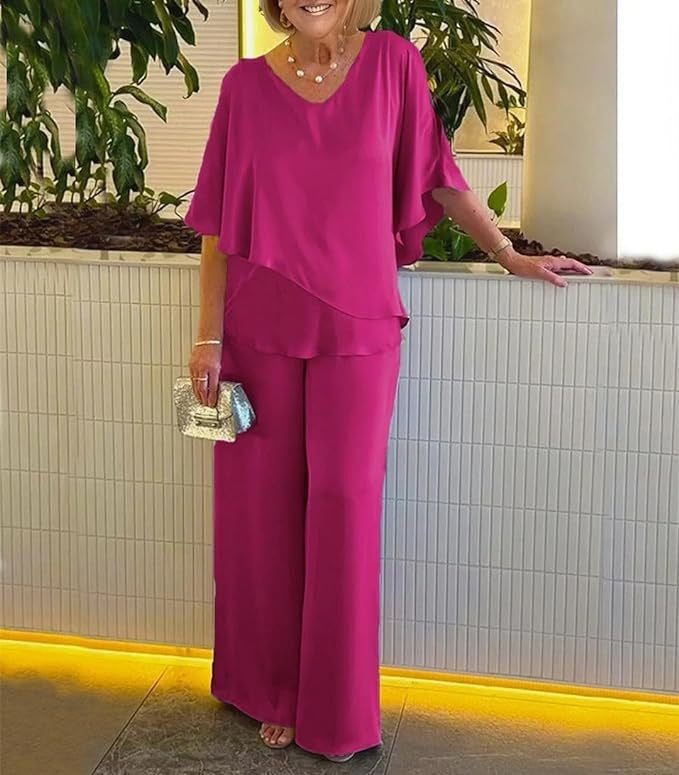 Martha | Elegant Wide Leg Two Piece Set . by Qivii