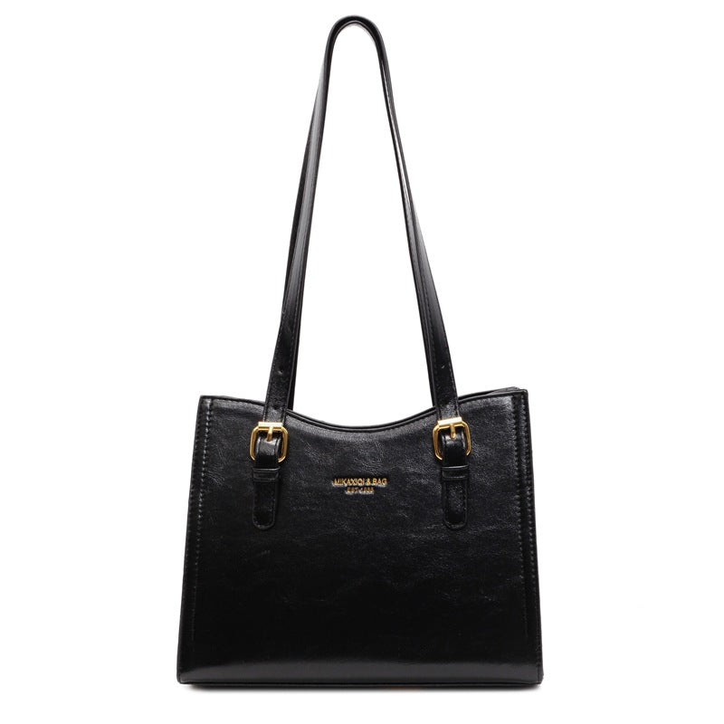 Women's Retro-Vintage Structured Tote Bag – Medium Horizontal PU Tote with Zippered Top, Dual Shoulder Straps & Phone Pocket