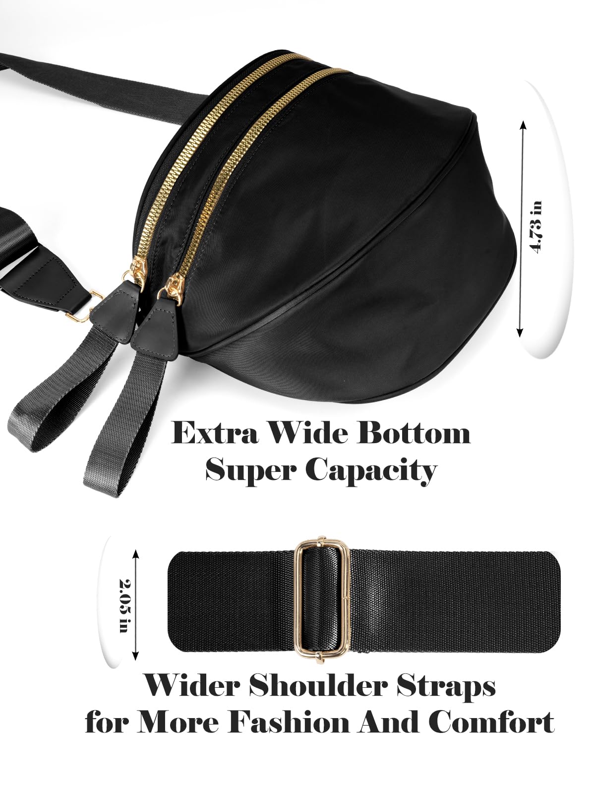Ounamei Solid Color Crossbody Bum Bag for Women Vegan Leather Large Capacity Belt Bag for Moms & Everyday Travel