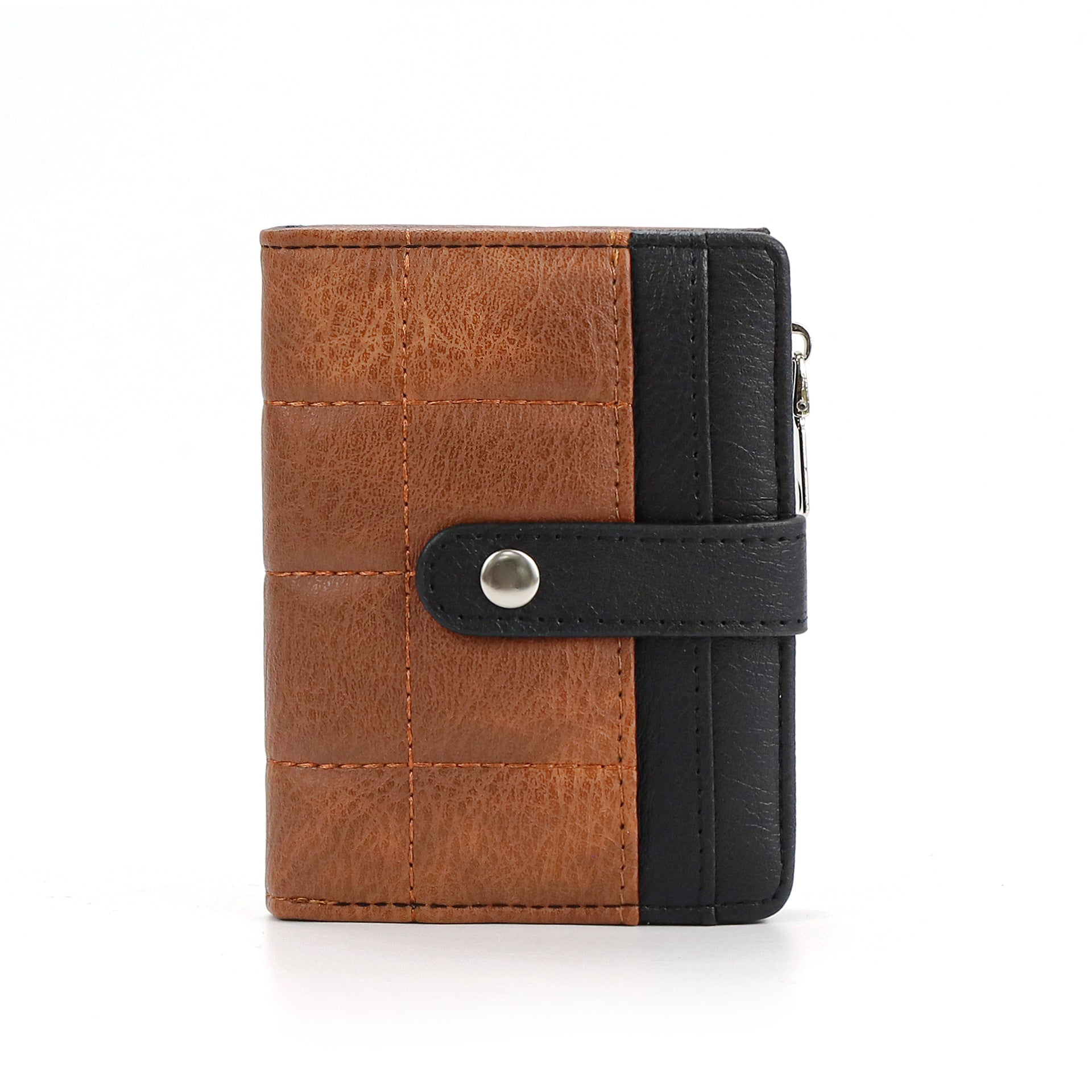 Ounamei RFID Blocking PU Leather Bifold Wallet | Compact Checkered Wallet with 8 Card Slots, ID Window & Coin Pocket