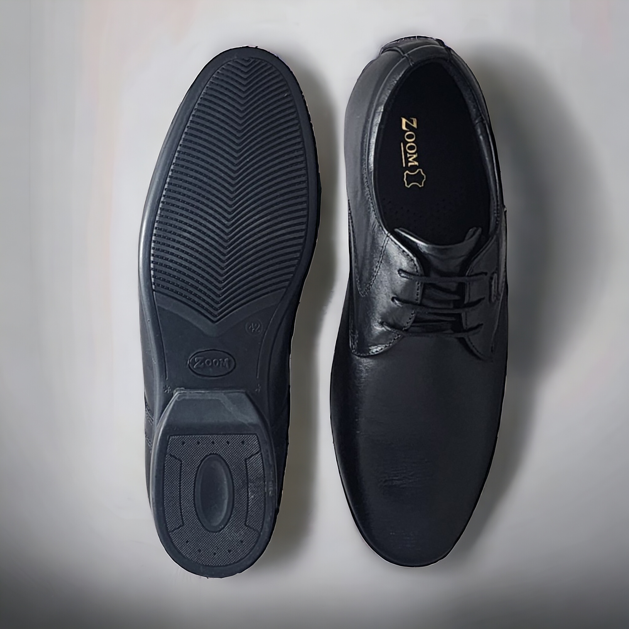 ZOOM S1481 BLACK Men's Casual Lace Up Leather Shoes - qivii